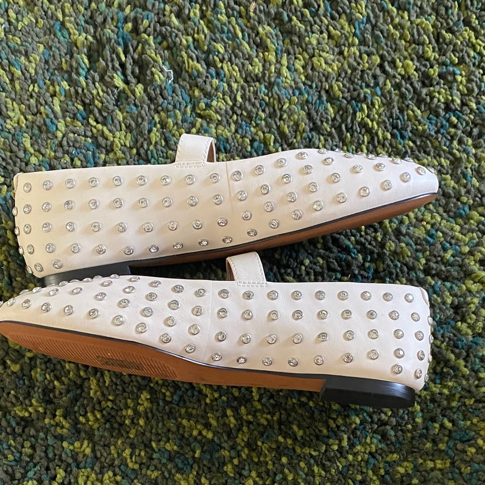 Madewell Cream Learher Studded Flats